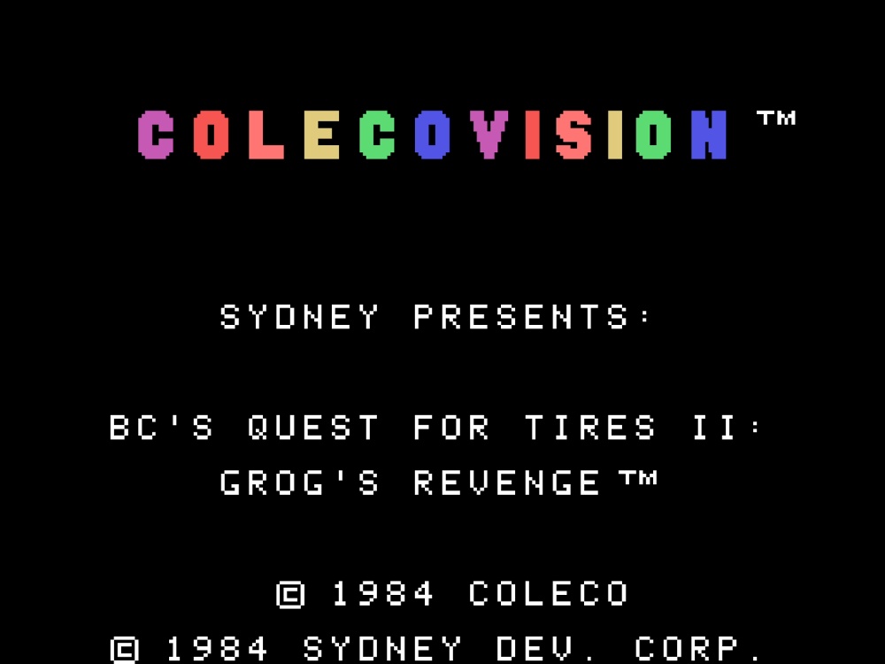 Title Screen of B.C. II: Grog's Revenge for Colecovision